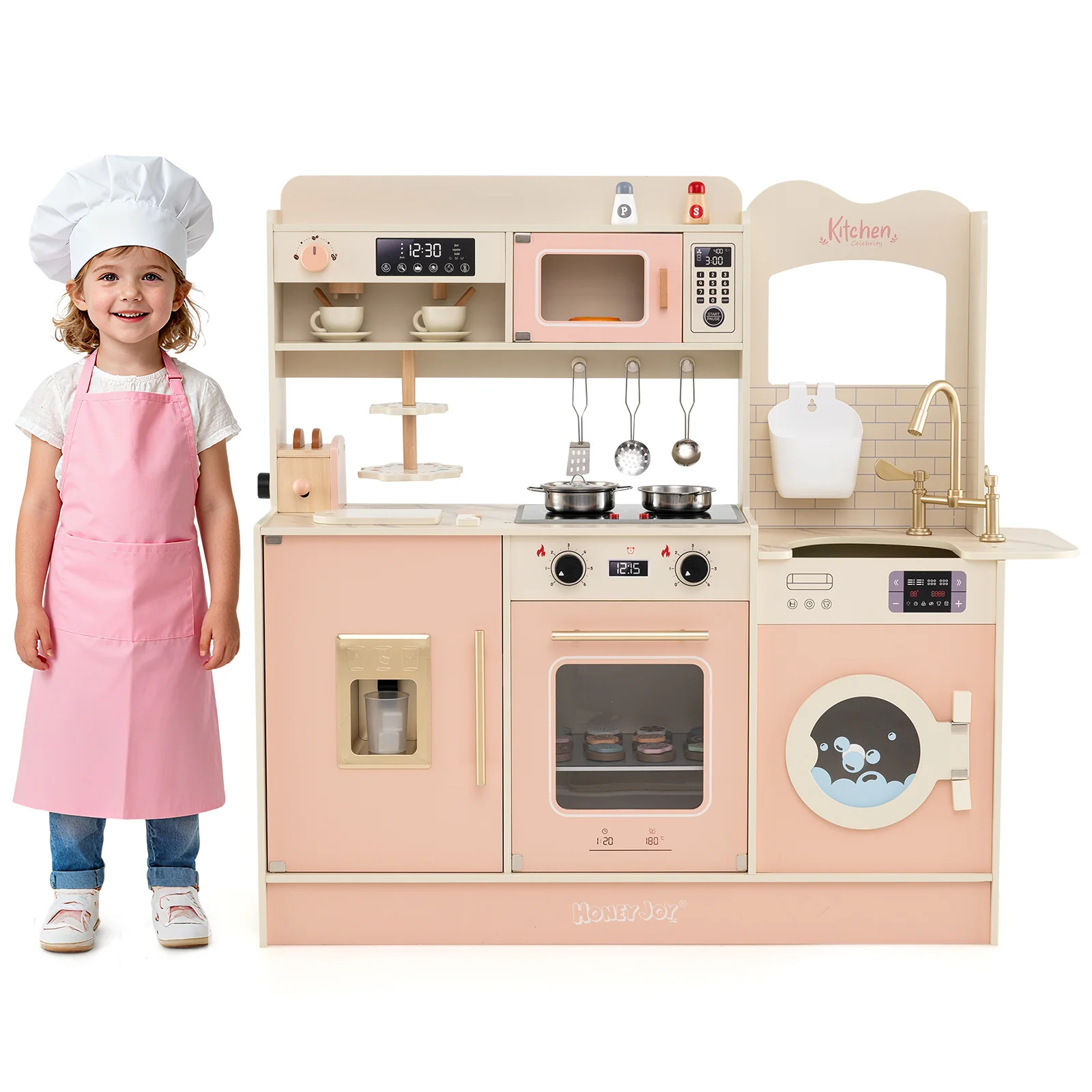 Children Pretend Toy Kitchen Playset with Light and Sound - Image 2
