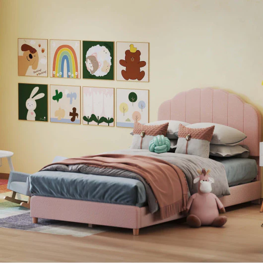 Children’s Room Furniture Bundle: Twin Pink Bed Blue & Pink Rocking Chairs Storage End Table - Image 4