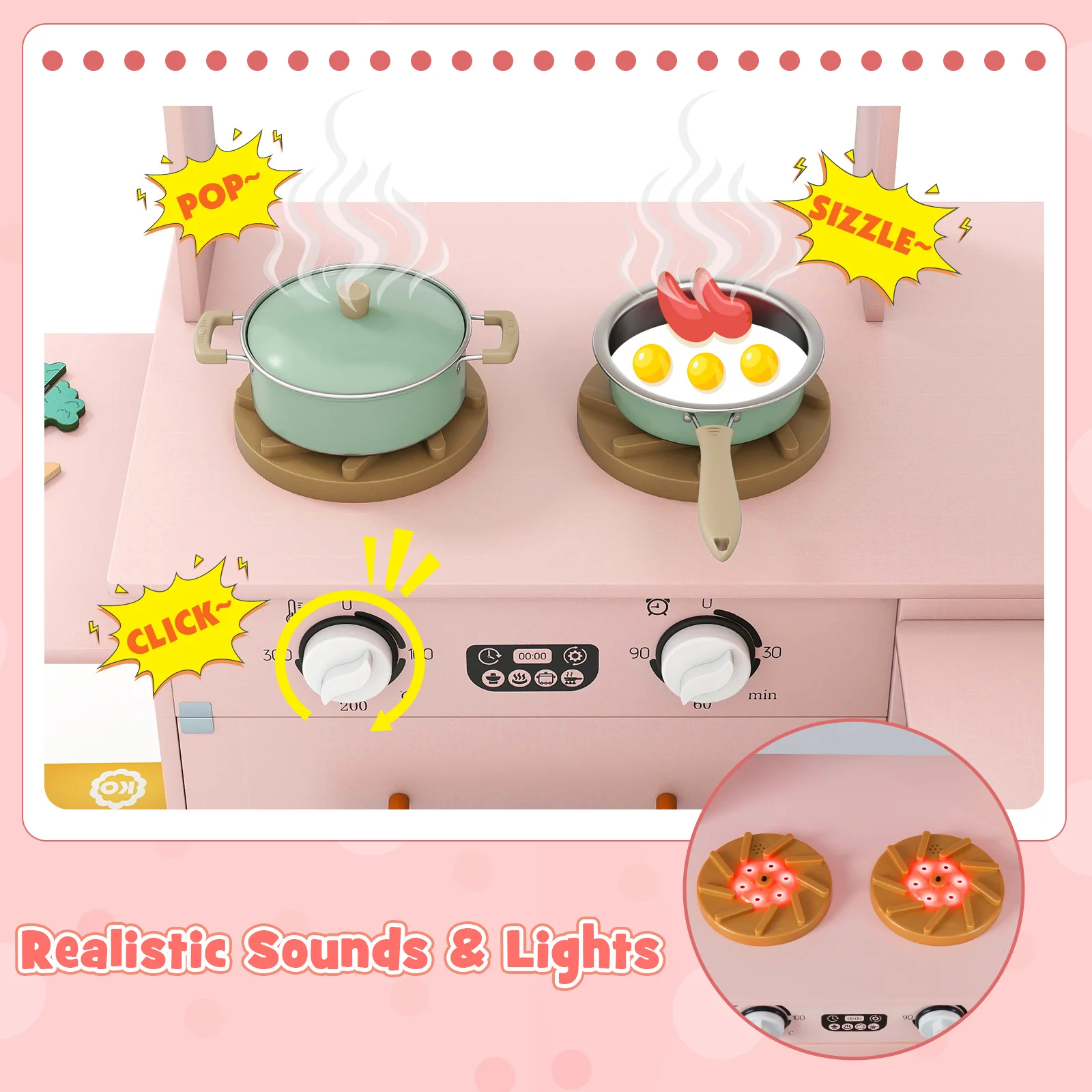 Corner Kitchen with Lights and Sounds for Kids Ages 3+ - Image 6