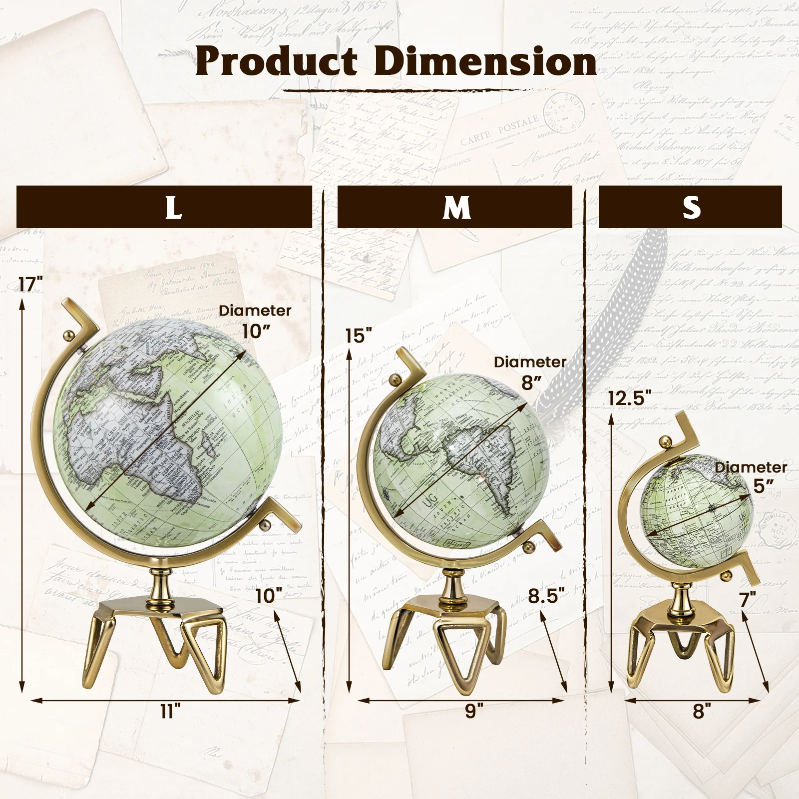 Educational Geographic 5/8/10 Inch World Globe with Triangle Metal Stand - Image 12