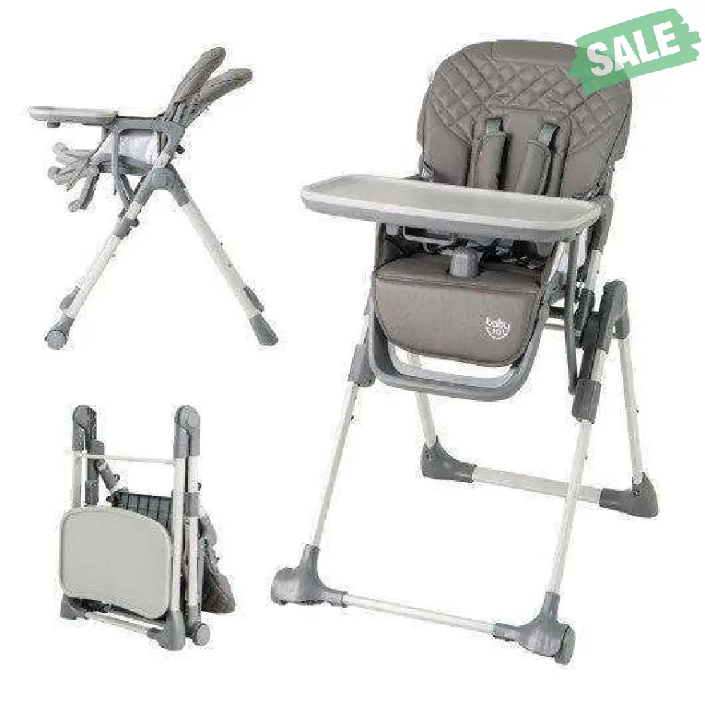 Foldable High Chair with Footrest and Detachable Tray-Beige - Image 10