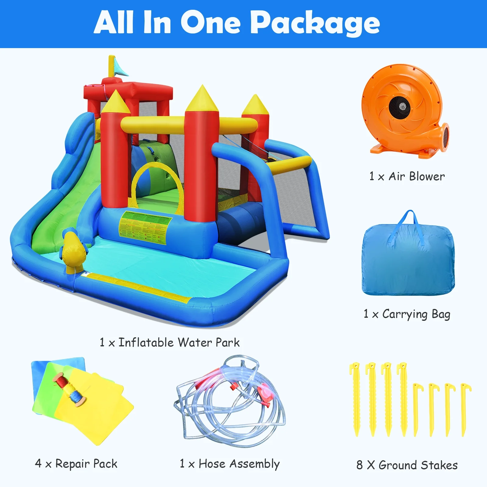 Inflatable Bounce House Splash Pool with Water Climb Slide Blower included - Image 8