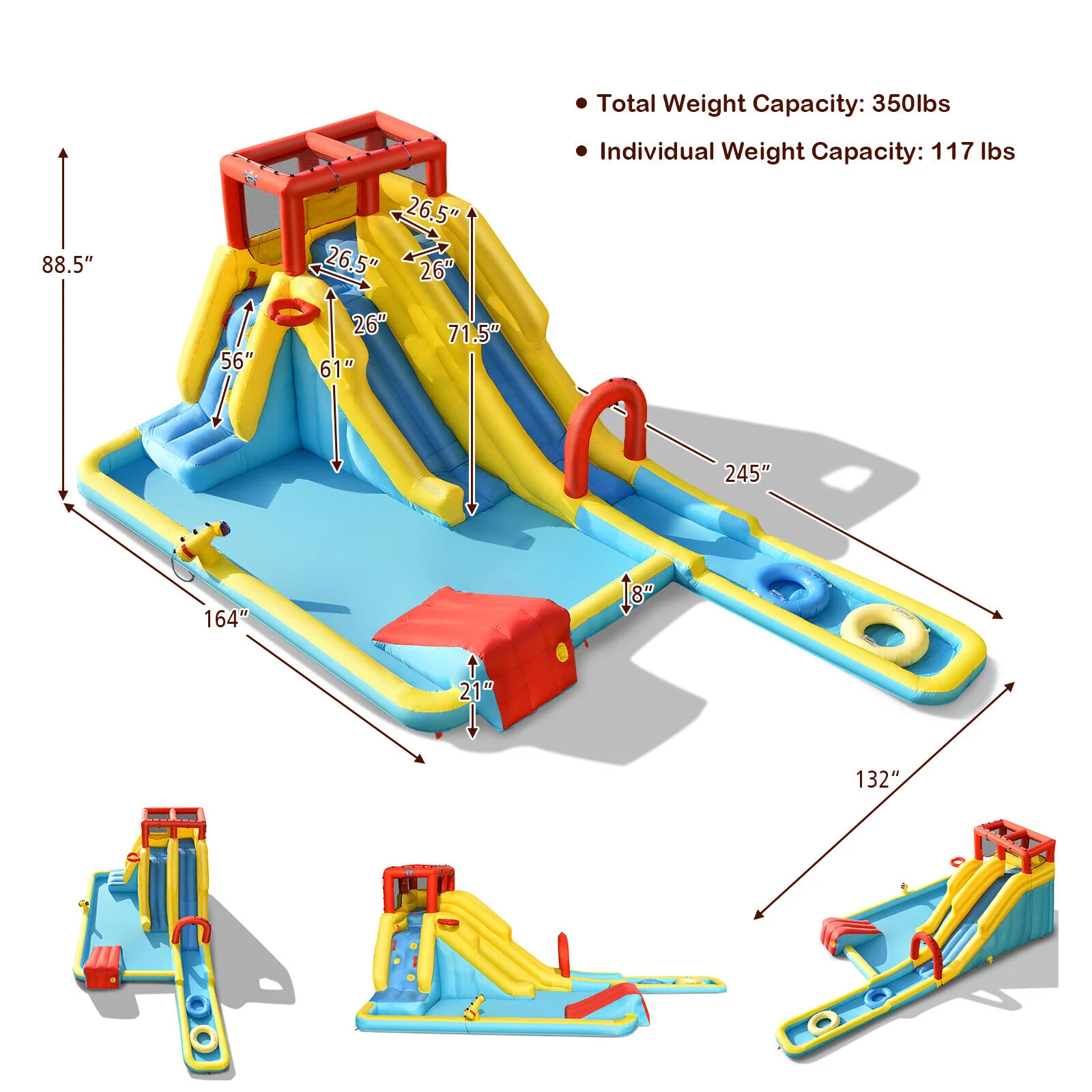 Inflatable Dual Slide Water Park Climbing Bouncer with 735W Air Blower - Image 5