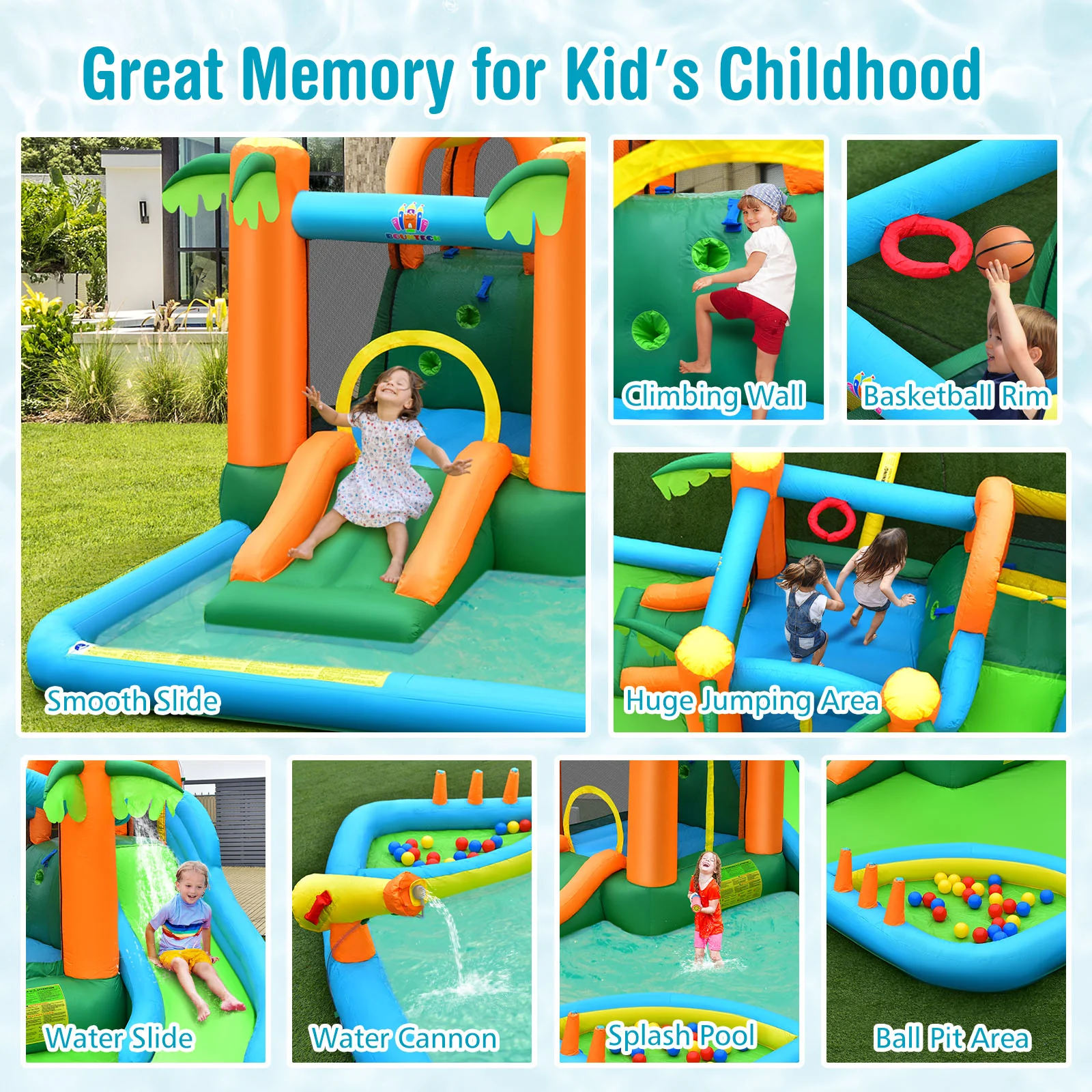 Inflatable Water Slide Park with Upgraded Handrail without Blower - Image 8