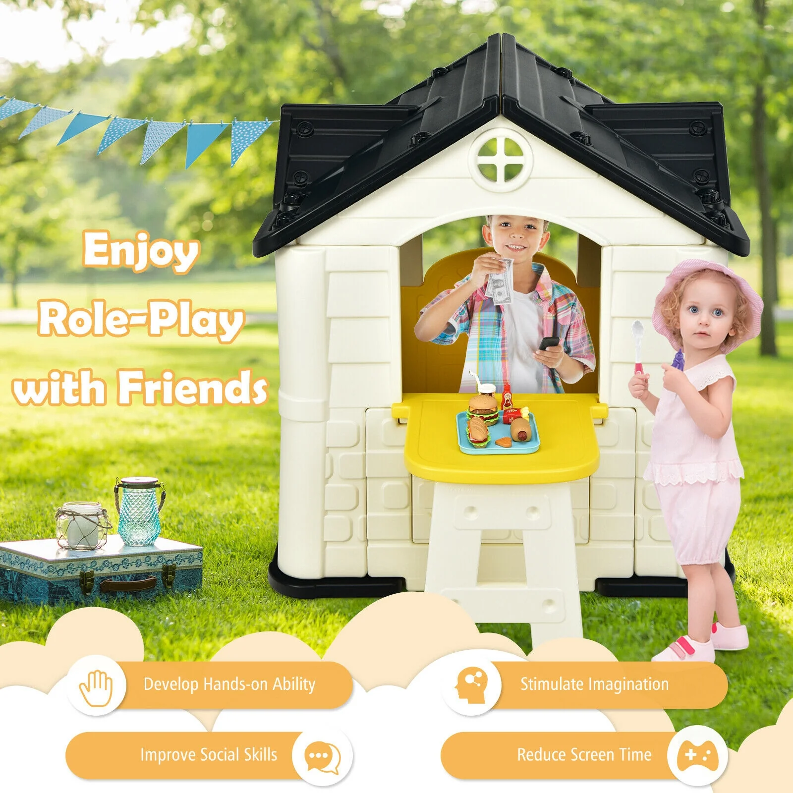 Kid’s Playhouse Pretend Toy House For Boys and Girls 7 Pieces Toy Set - Image 24