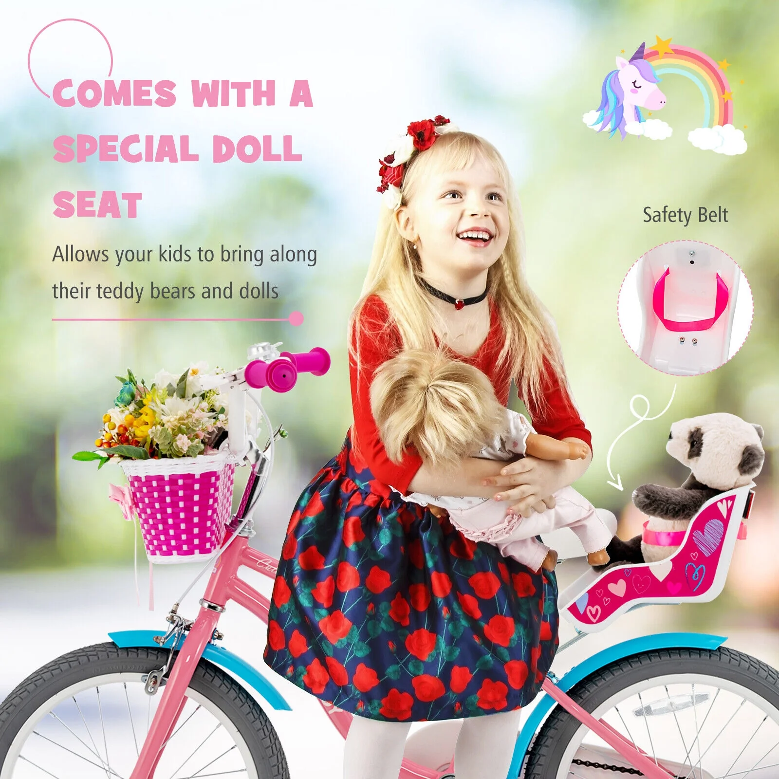 Kids Bicycle with Training Wheels and Basket for Boys and Girls Age 3-9 Years - Image 14