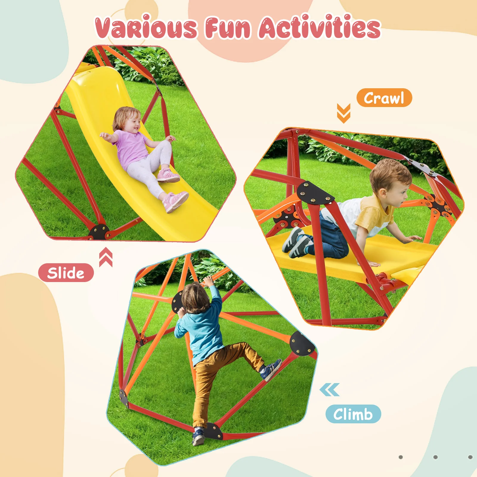 Kids Climbing Dome with Slide and Fabric Cushion for Garden Yard - Image 22