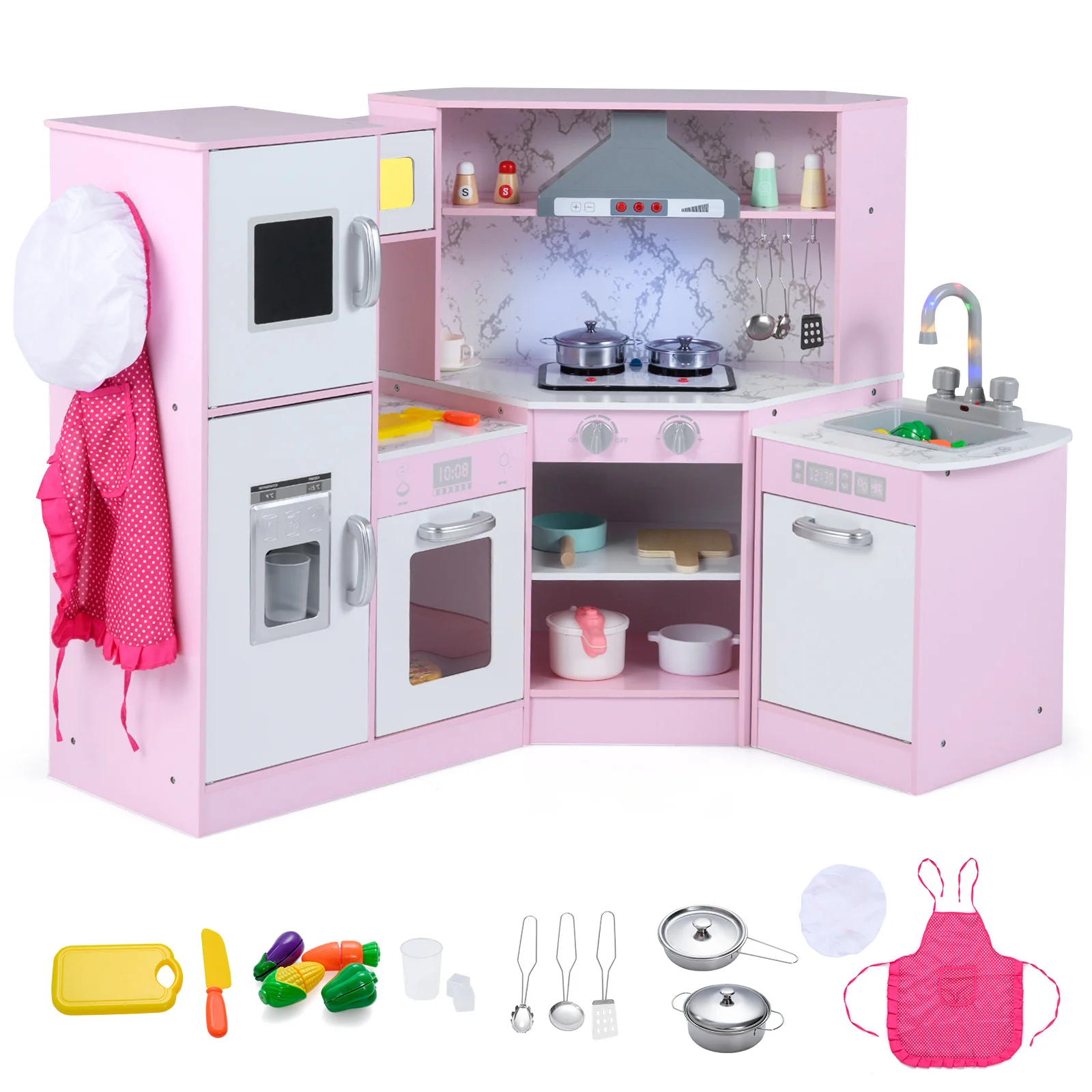 Kids Corner Pretend Kitchen Playset with Separated Washing Basin - Image 18