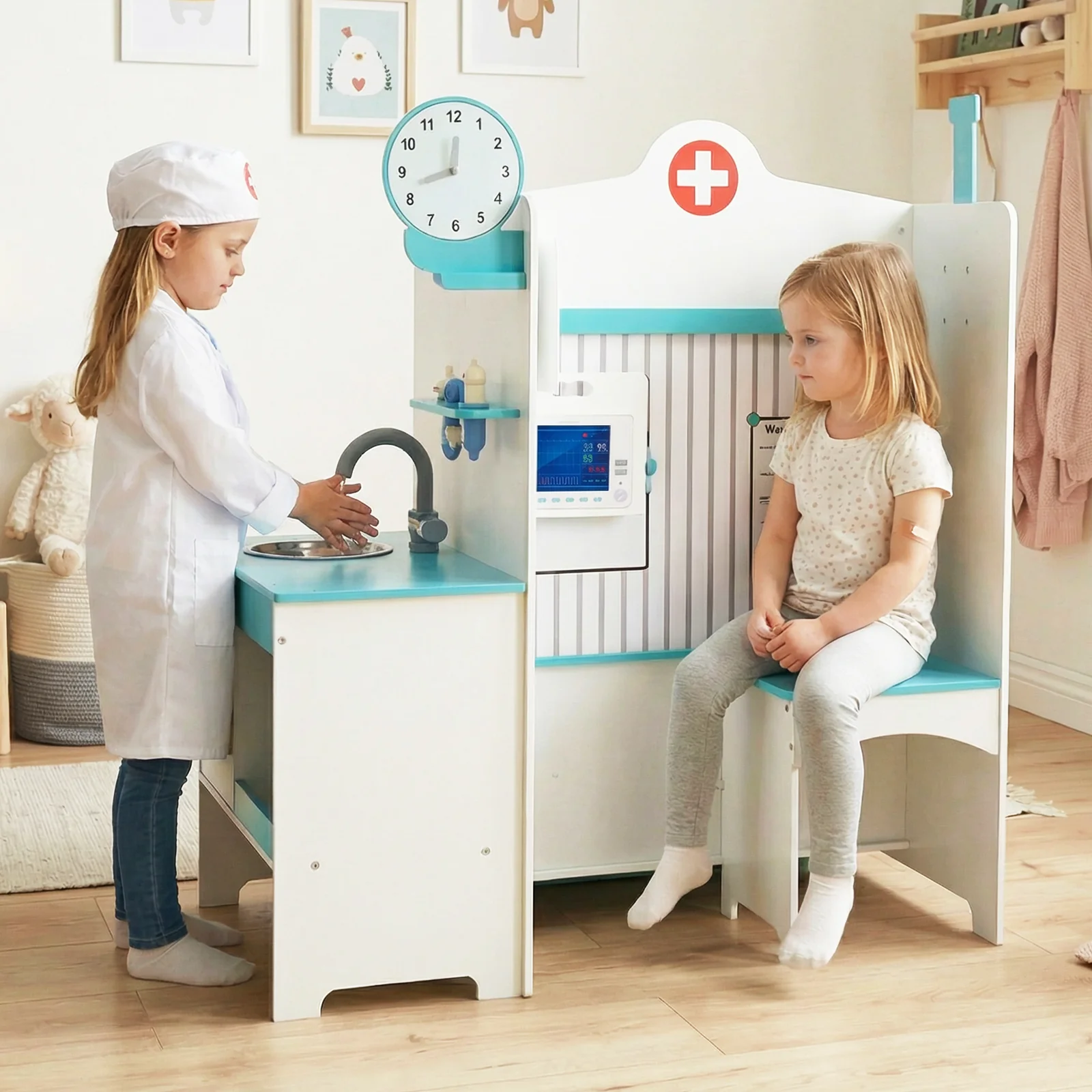 Kids Doctor Play Set with Adjustable Height Bar - Image 14