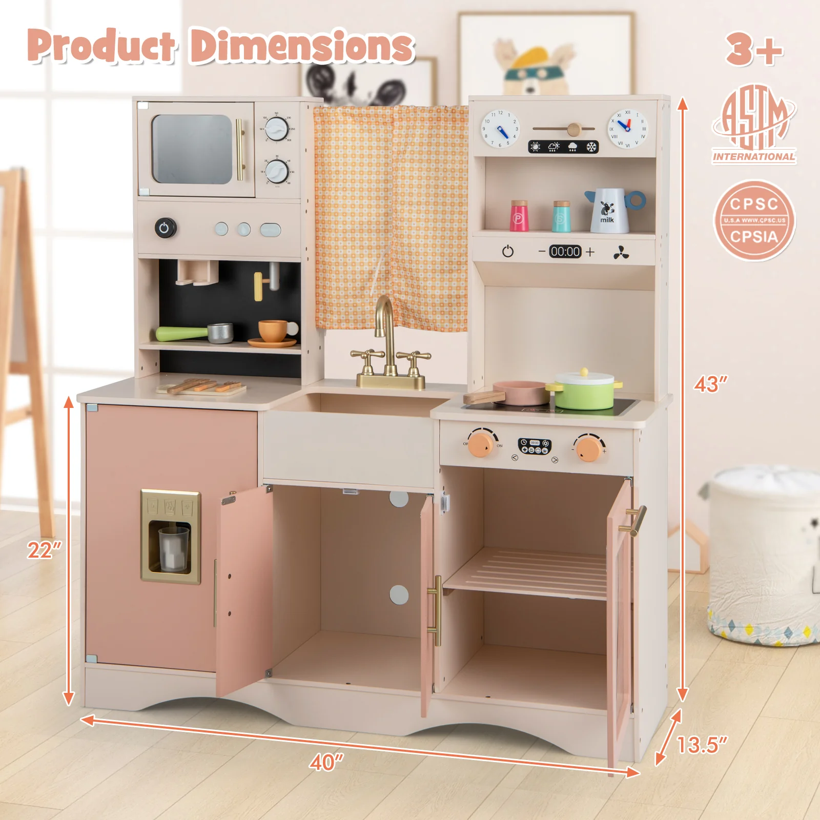 Kids Kitchen Playset with Microwave and Coffee Maker for Ages 3+ - Image 12