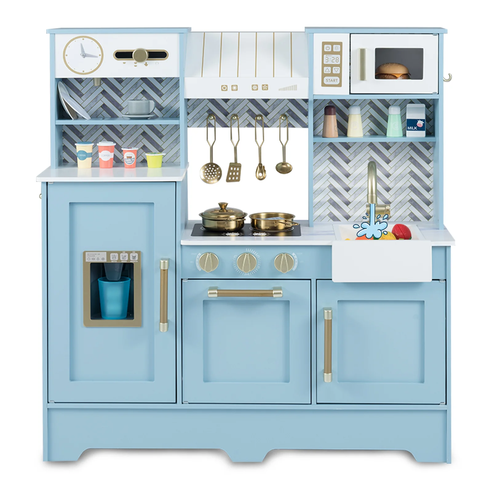 Kids Play Kitchen with Stoves and Faucet for Girls Boys Aged 3-6 - Image 10