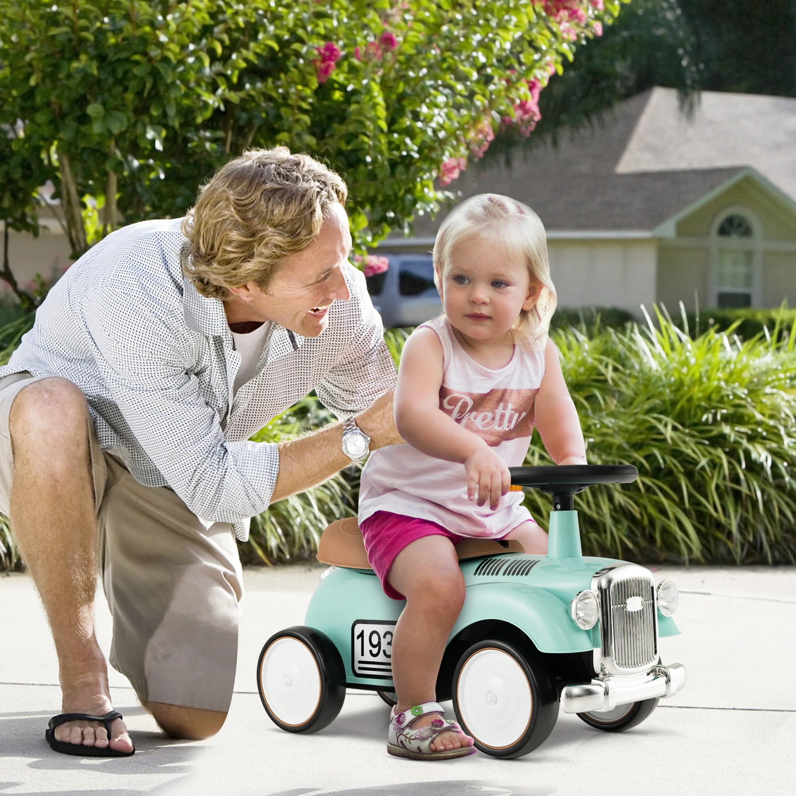 Kids Sit to Stand Vehicle with Working Steering Wheel and Under Seat Storage - Image 10
