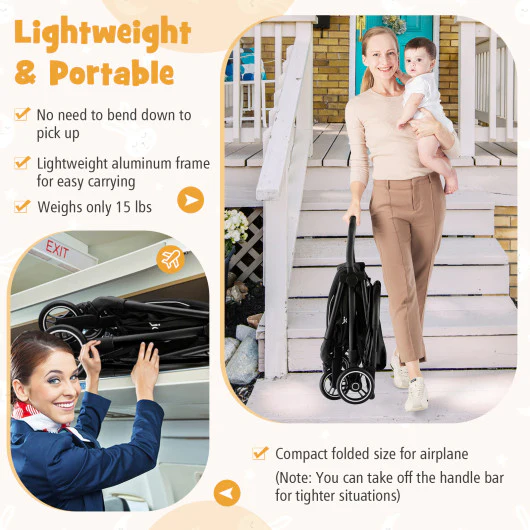 Lightweight Baby Stroller |Compact Travel Stroller for Airplane Fits Airplane Cabin & Overhead - Image 6