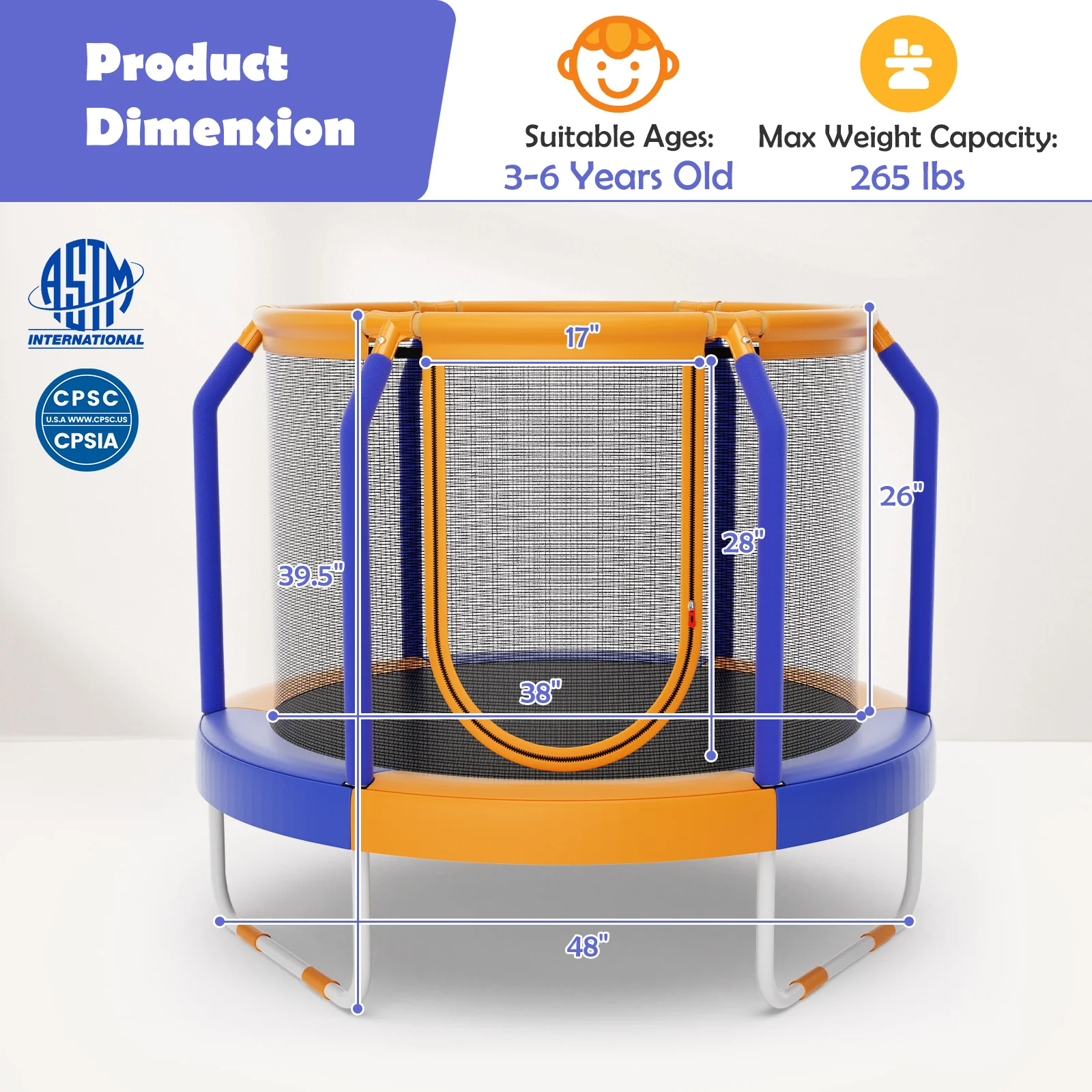 Mini Trampoline with Enclosure and Heavy-duty Metal Frame - Image 5