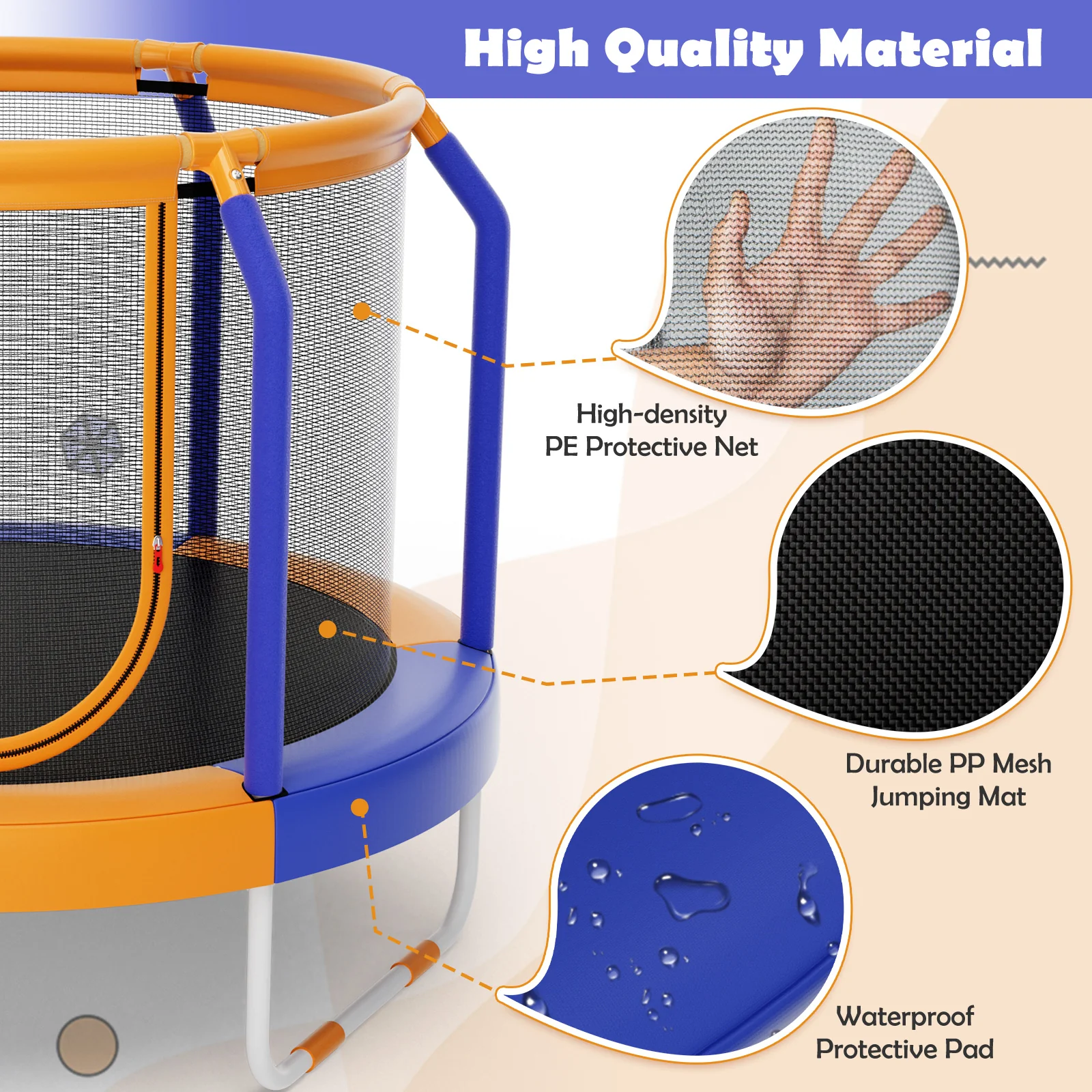 Mini Trampoline with Enclosure and Heavy-duty Metal Frame - Image 7