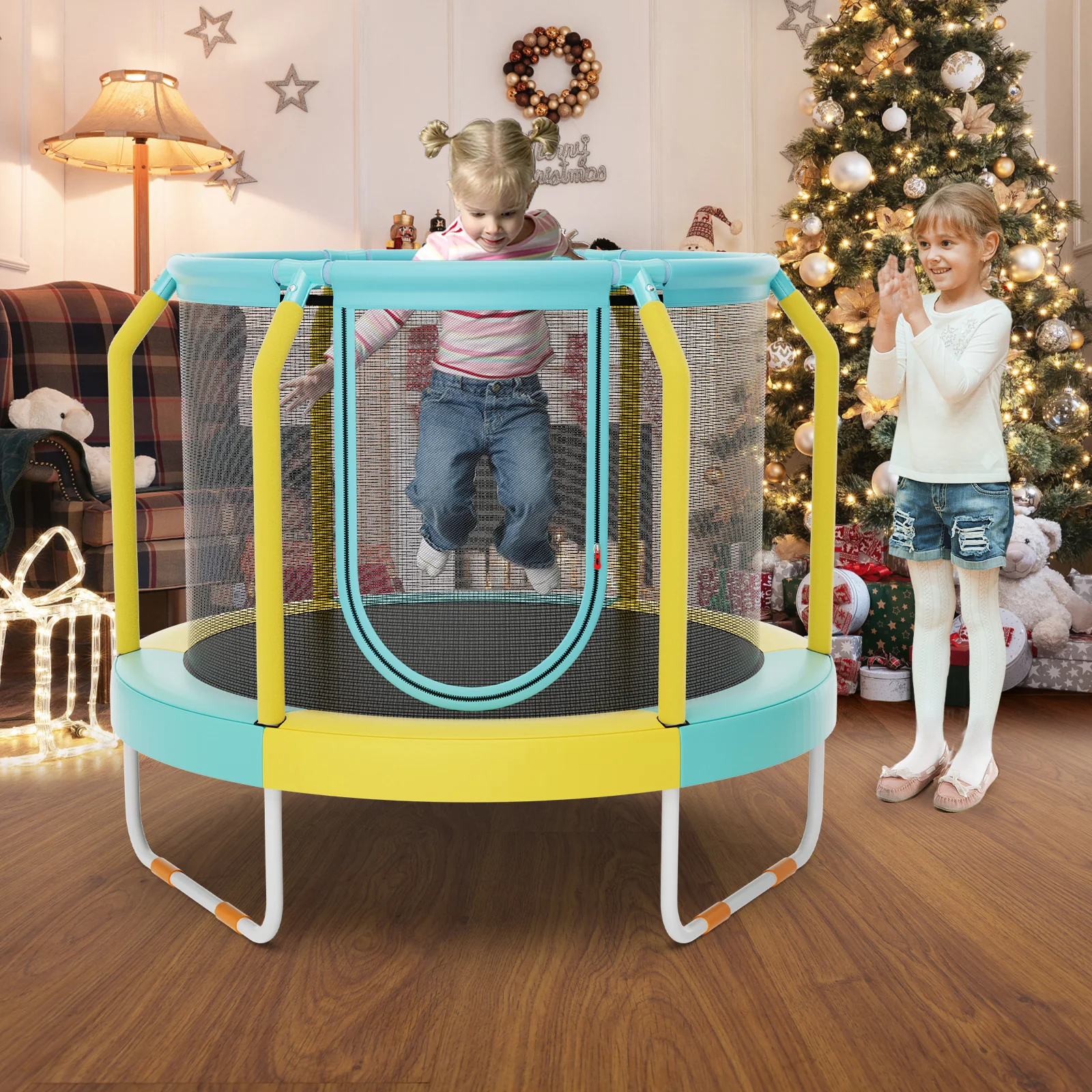 Mini Trampoline with Enclosure and Heavy-duty Metal Frame - Image 9