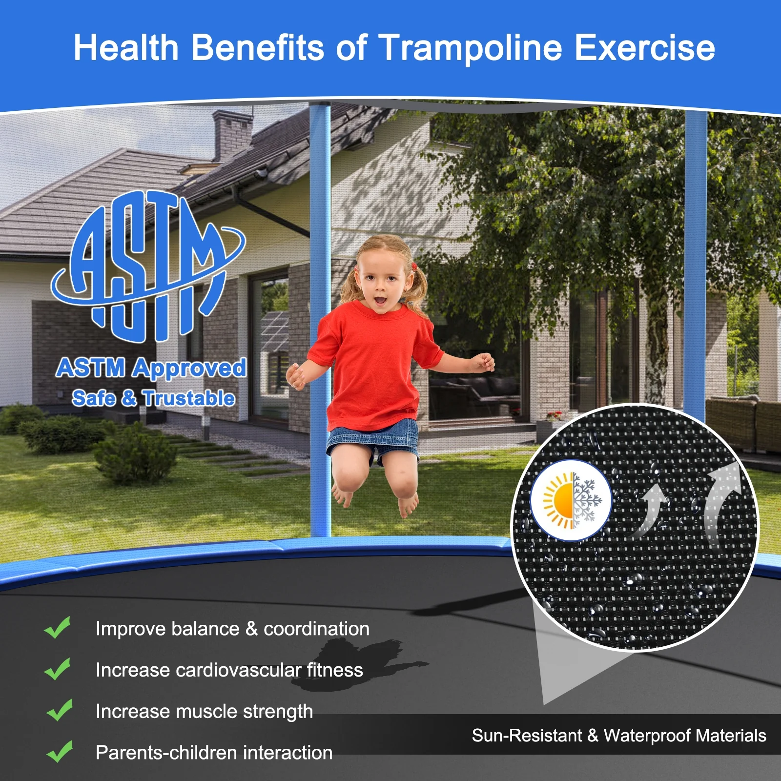 Outdoor Trampoline with Safety Closure Net - Image 31