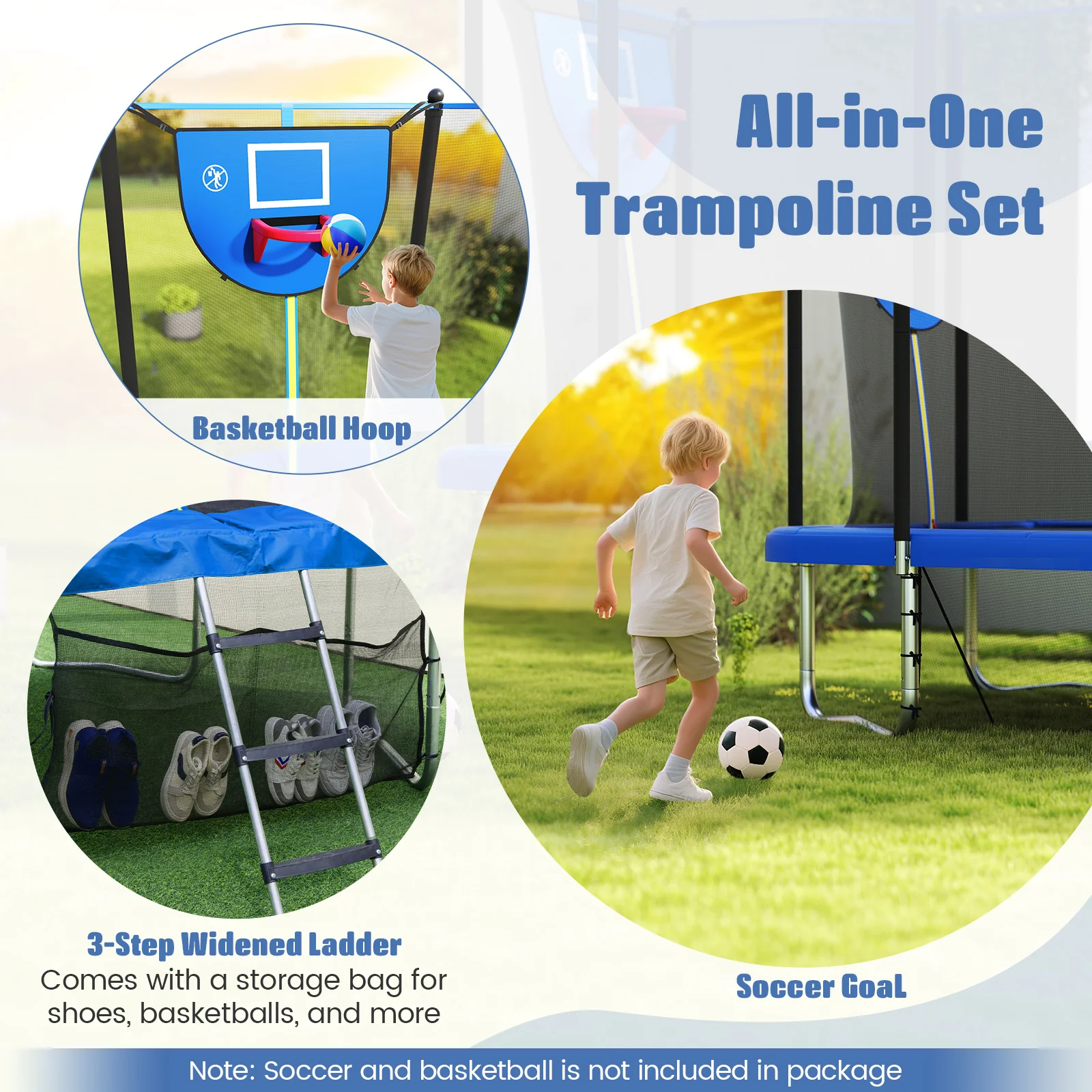 Rectangle Outdoor Trampoline 10 x 8 FT Heavy-Duty Trampoline with Basketball Hoop - Image 7
