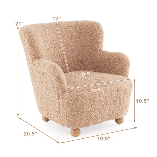 Sherpa Kids Sofa Comfy Toddler Armchair with Solid Rubber Wood Legs-Pink - Image 5
