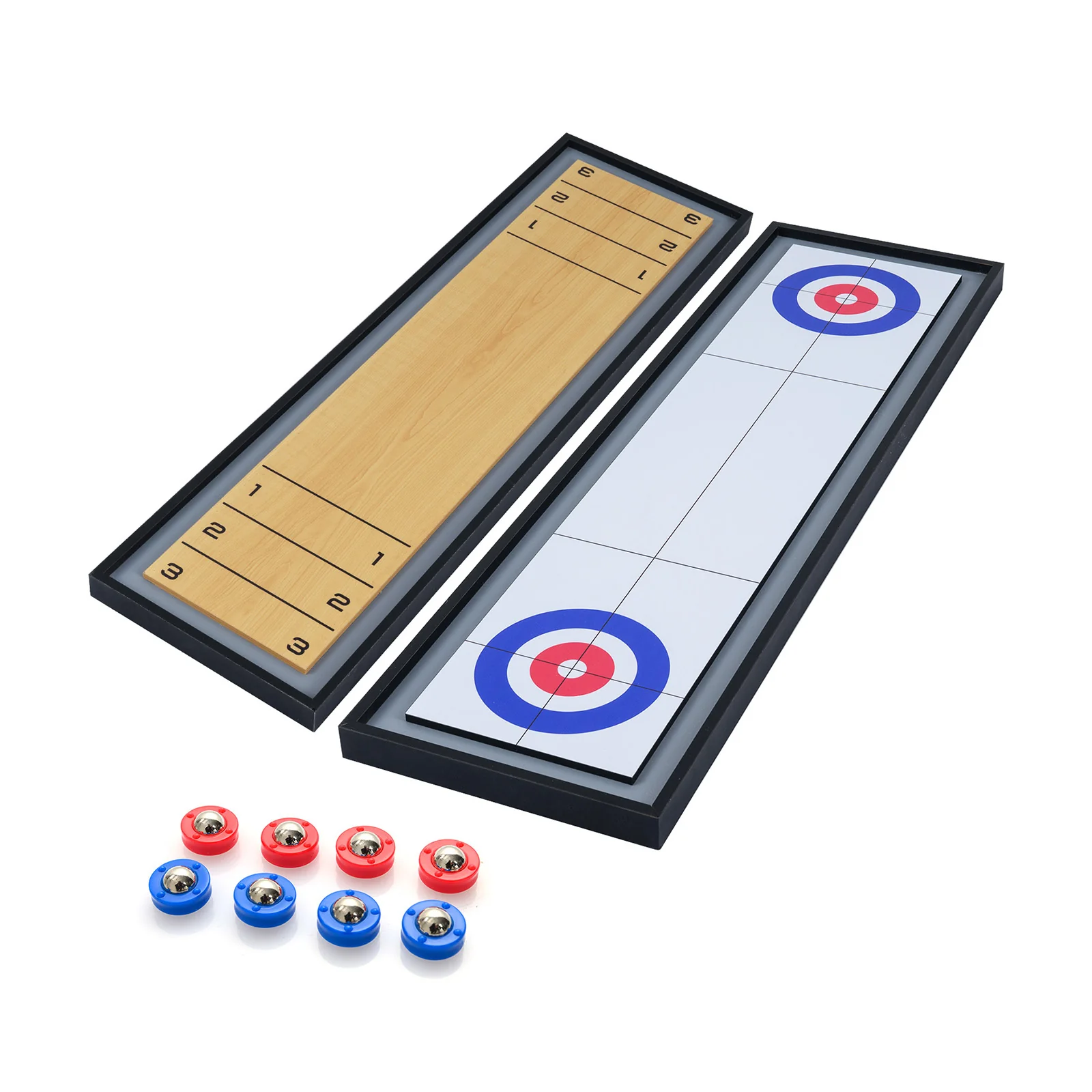 Shuffleboard and Curling 2 in 1 Board Game Portable 2-Sided Tabletop Shuffle Board Game - Image 3