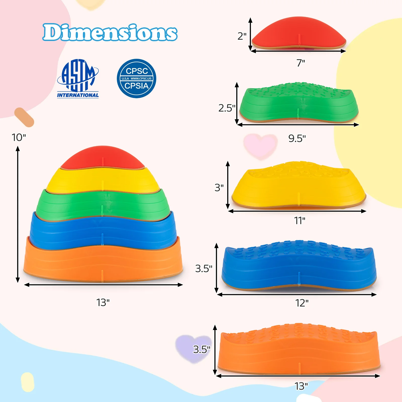 Stepping Stones for Kids 5 PCS Non-Slip Balance Stones with Storage Bag - Image 12