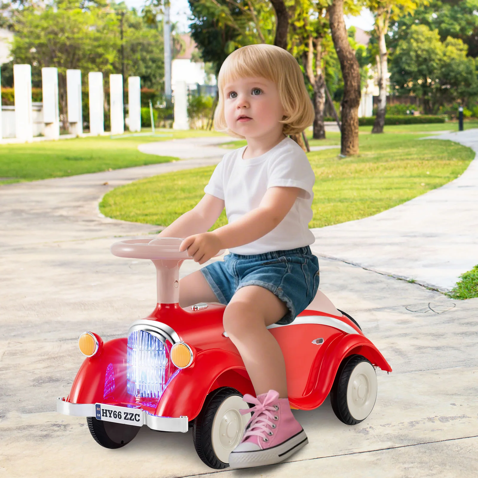 Toddler Ride on Toy Classic Sliding Car with Horn and LED Headlight - Image 17