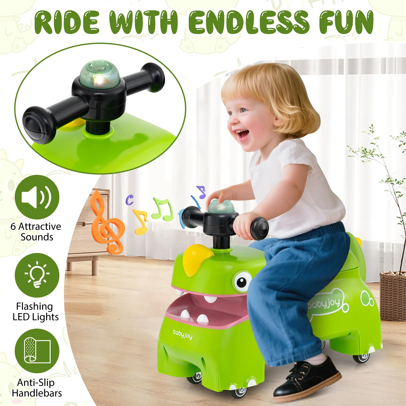 Toddler Ride on Toy Walking Sliding Car with Lights and Music - Image 8