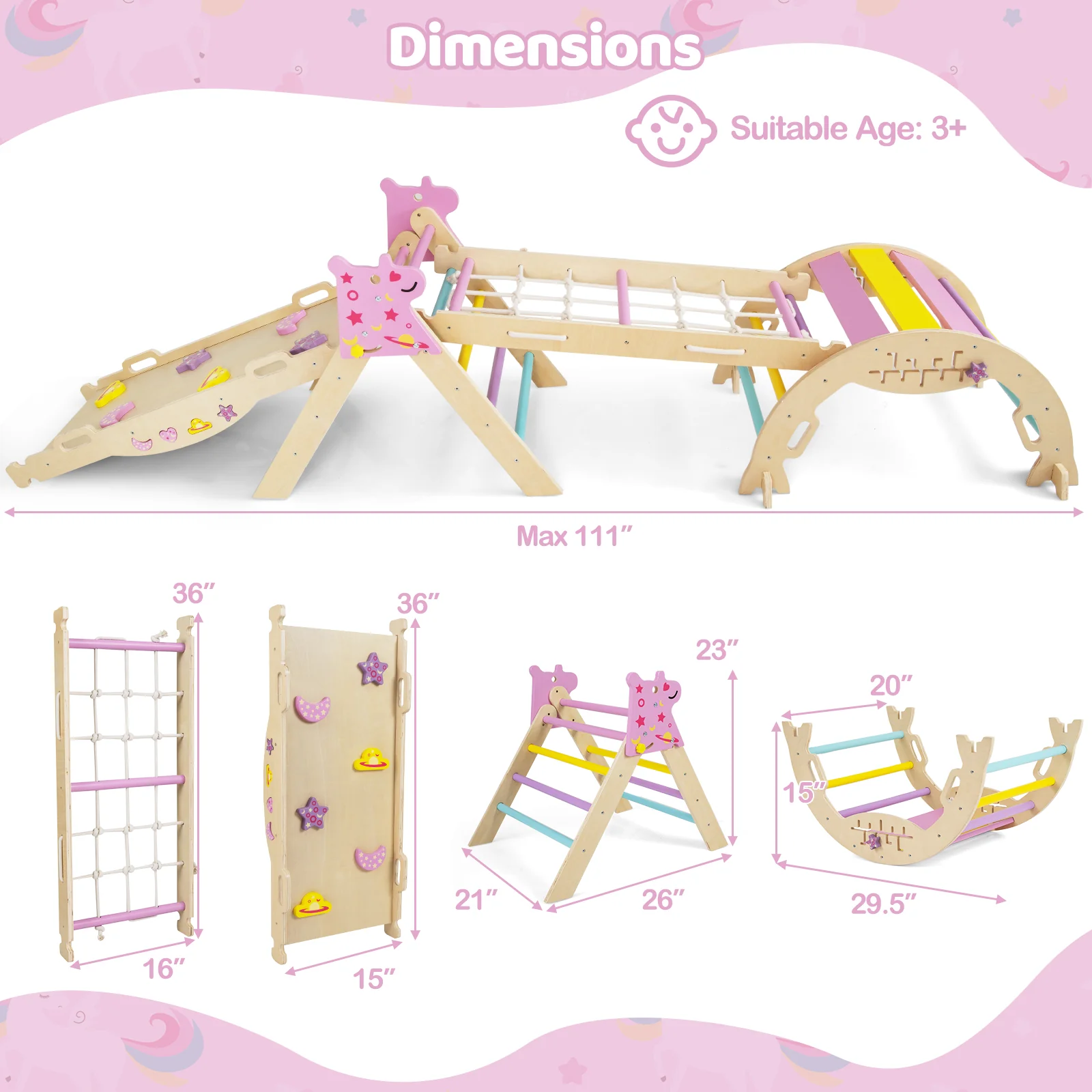 Triangle Set 8-in-1 Foldable Baby Climbing Toys Unicorn Theme - Image 3