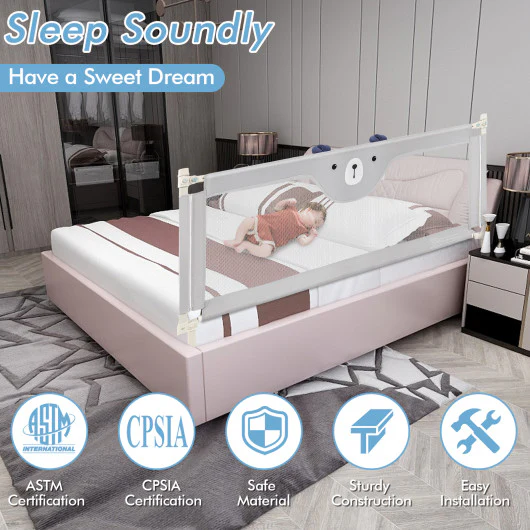 Vertical Lifting Baby Bedrail Guard with Double Safety Child Lock - Image 7