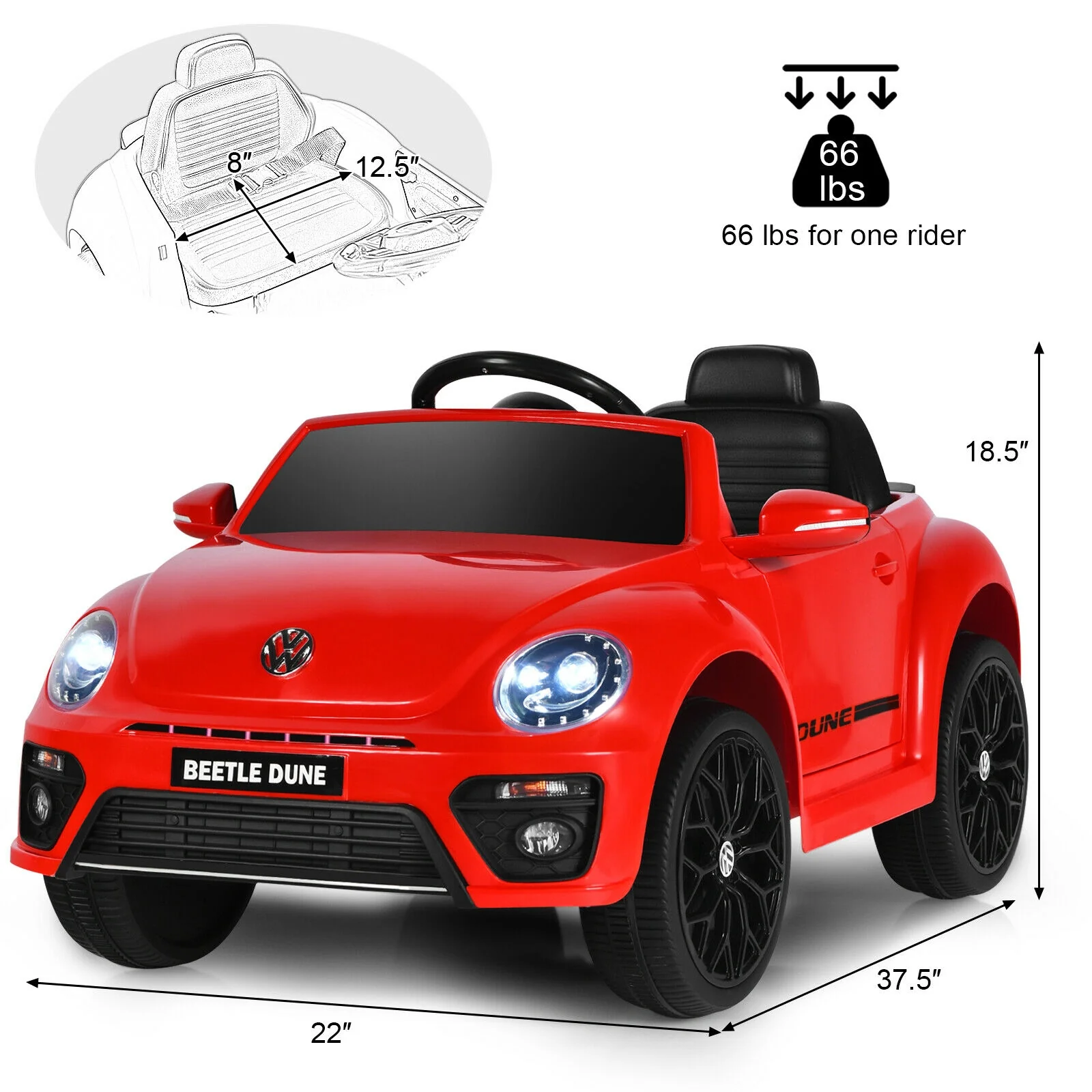 Volkswagen Beetle Kids Electric Ride On Car with Remote Control - Image 13