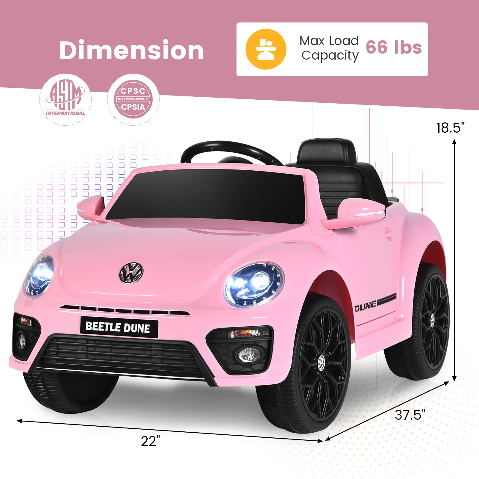 Volkswagen Beetle Kids Electric Ride On Car with Remote Control - Image 5